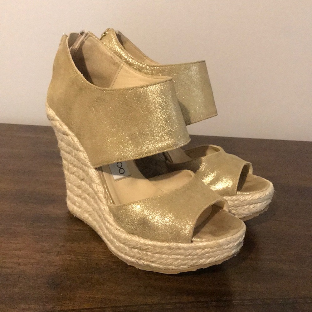 Jimmy Choo Patriot Pat Glitter Espadrille Wedges